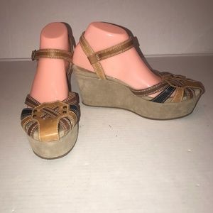 Vtg 90s Y2K American Eagle Outfitters AEO Brown Platform Round Toe Sandals Sz 9